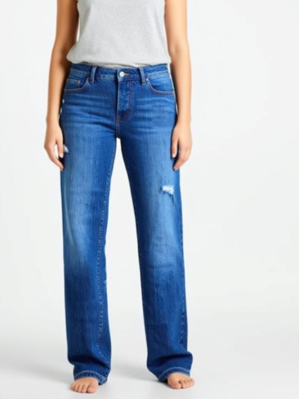 LOFT Button Down Fly Distressed Jeans Size 28P (WJLFT)
